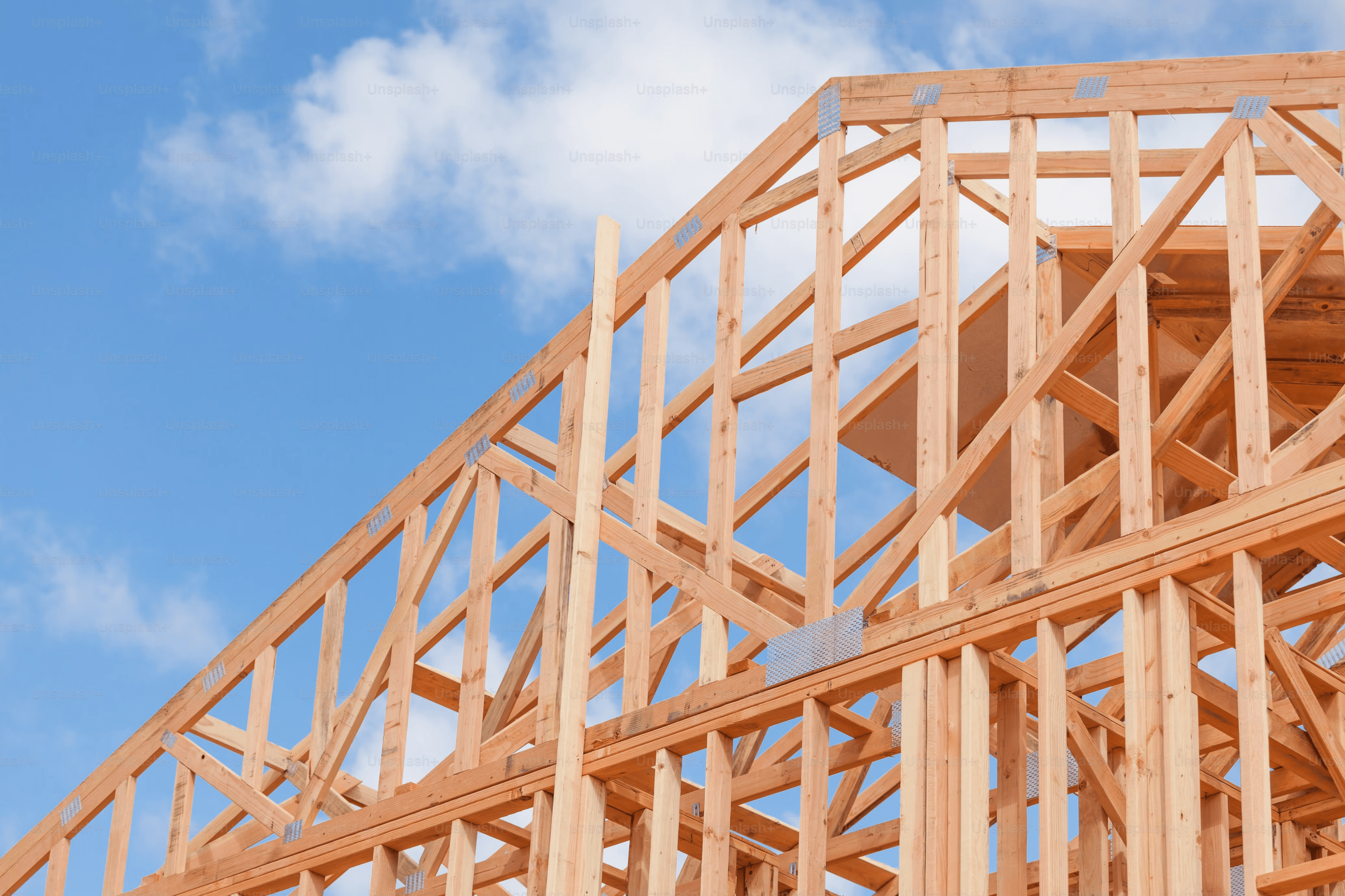 Construction framing of a house